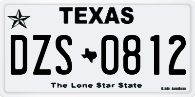 TX license plate DZS0812