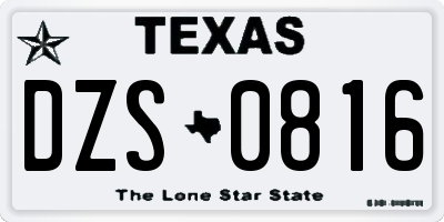TX license plate DZS0816