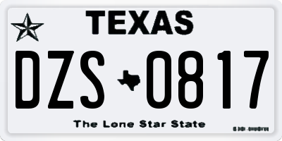 TX license plate DZS0817