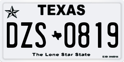 TX license plate DZS0819