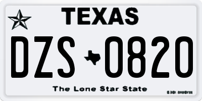 TX license plate DZS0820