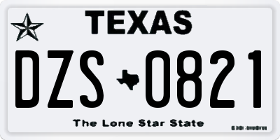 TX license plate DZS0821