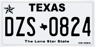 TX license plate DZS0824