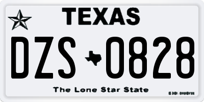 TX license plate DZS0828