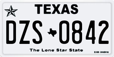 TX license plate DZS0842