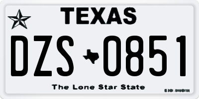 TX license plate DZS0851