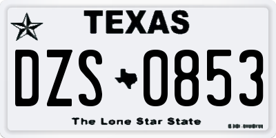 TX license plate DZS0853