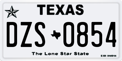 TX license plate DZS0854