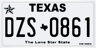 TX license plate DZS0861