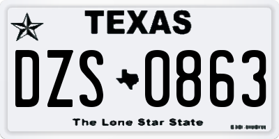 TX license plate DZS0863