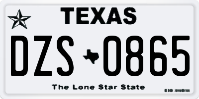TX license plate DZS0865