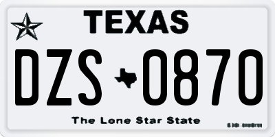 TX license plate DZS0870