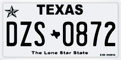 TX license plate DZS0872