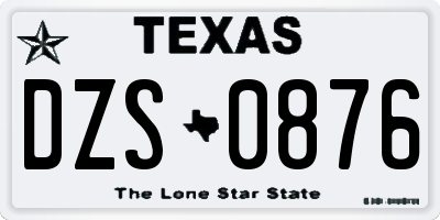 TX license plate DZS0876