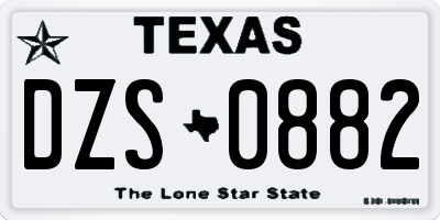 TX license plate DZS0882