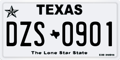 TX license plate DZS0901