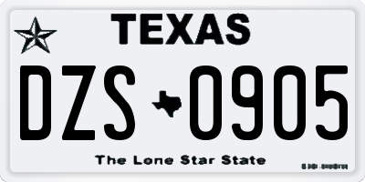 TX license plate DZS0905