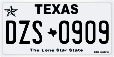 TX license plate DZS0909