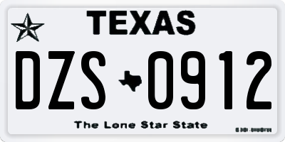 TX license plate DZS0912