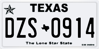 TX license plate DZS0914