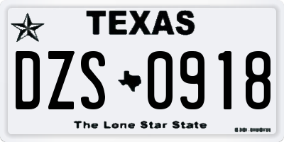 TX license plate DZS0918
