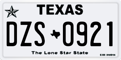 TX license plate DZS0921