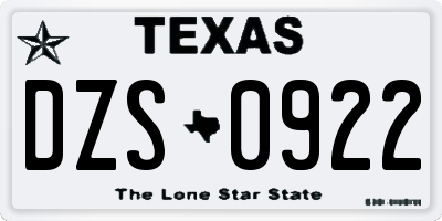 TX license plate DZS0922