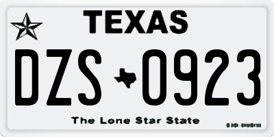 TX license plate DZS0923