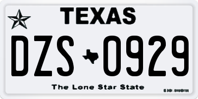 TX license plate DZS0929