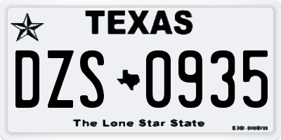 TX license plate DZS0935