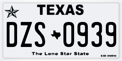 TX license plate DZS0939