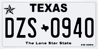 TX license plate DZS0940