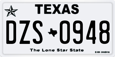 TX license plate DZS0948
