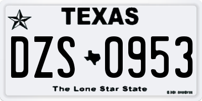 TX license plate DZS0953