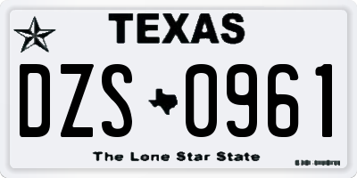 TX license plate DZS0961