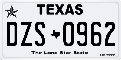 TX license plate DZS0962