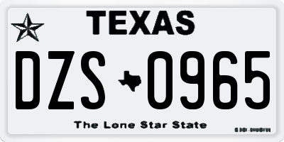 TX license plate DZS0965