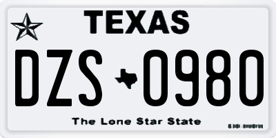 TX license plate DZS0980