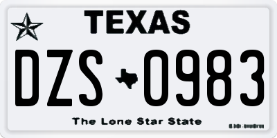 TX license plate DZS0983