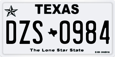TX license plate DZS0984