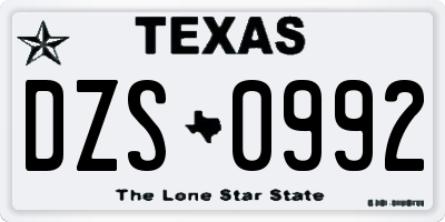 TX license plate DZS0992