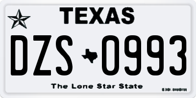 TX license plate DZS0993