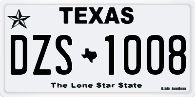 TX license plate DZS1008