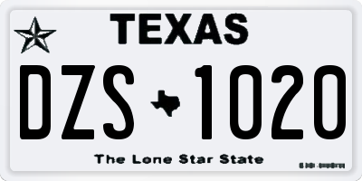 TX license plate DZS1020