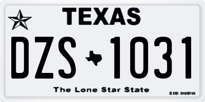 TX license plate DZS1031