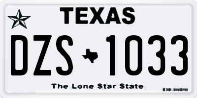 TX license plate DZS1033