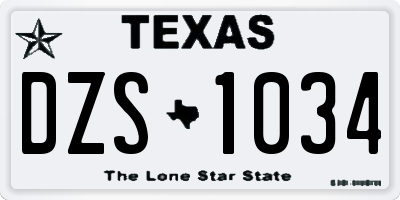 TX license plate DZS1034
