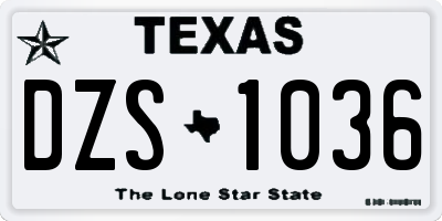 TX license plate DZS1036