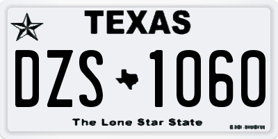 TX license plate DZS1060