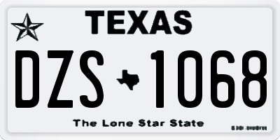 TX license plate DZS1068